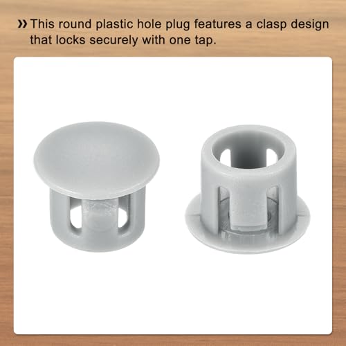 Image of MECCANIXITY 64PCS 8mm(5 /16 inch) Light Gray Plastic Hole Plugs, Flush Type Panel Hole Plugs Insert End Caps for Locking Hole Tubes Furniture Cabinet