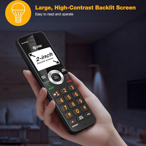 Image of AT&T DECT 6.0 Cordless Expandable Home Phone with Large Display and Big Buttons, Answering Machine, Smart Call Blocker, Extended Range, Caller ID, Speakerphone, Intercom: CL82118 (Charcoal Black)
