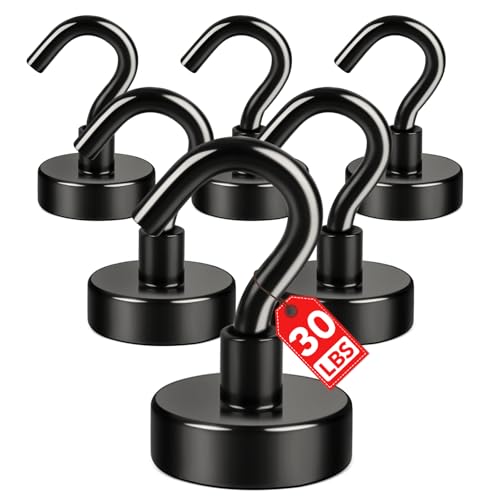 E BAVITE Magnetic Hooks 30LB Magnet Hook for Cruise Black 6 Pack