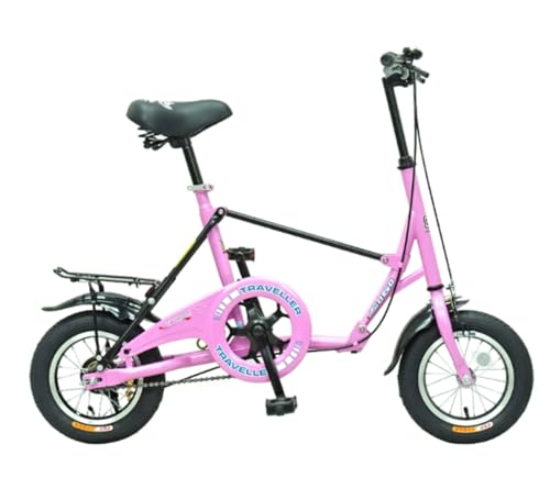 Dazzix新登場折りたたみ自転車 折畳み自転車 12インチ 男女兼用 大人 子供用 コンパクト 軽量 ポータブル 折畳機能付 シティサイクル 通学 旅行 通勤 街乗り (ピンク)