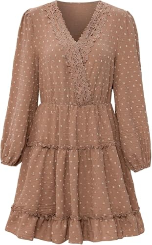 Robe de printemps à manches longues style décontracté et chic col V S
