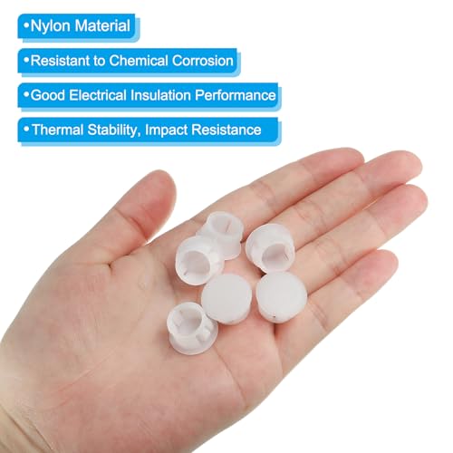 Image of PATIKIL Hole Plugs Plastic, 100 Pcs 13mm(1 /2 inch) Screw Bumper Hole Plug Flush Snap Type Round Hole Cover Caps for Round Holes Cabinet Furniture Kitchen, White