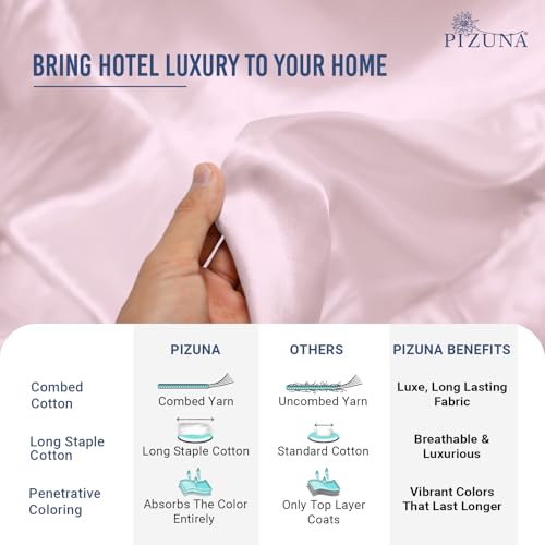 Image of Pizuna 100% Cotton Bedsheet Super King Size Light Pink, 1000 Thread Count Long Staple Combed Cotton Flat Bedsheets 108x108 Inches with 4 Pillow Covers, Bed Sheet for Super King Size Bed