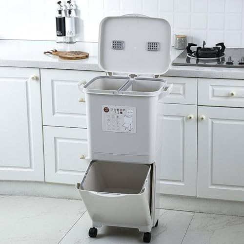 Caneca de basura grande 45L Qianly doble capa rectangular miniatura 5