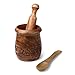 GoCraft Wooden Carved Mortar and Pestle | Grinder for Herbs, Spices and Kitchen Usage, Natural Mango Wood Engraved | Handmade Mortar and Pestle - 3.5 in
