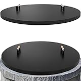 Permade Fire Pit Lid Cover Round - 38' Rust Resistant Powder Coated Steel Firepit Cover or Table with 2 Wooden Handles for Patio Fire Pit, Weatherproof for All Seasons, Fits Fire Pits Up to 36'