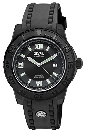 Gevril Seacloud Men's Automatic Watch, Genuine Rubber Strap with Buckle