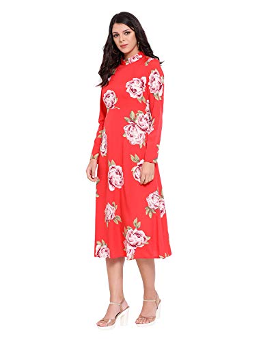 Image of oxolloxo Women's Polyester Long Sleeve Animal Print Knee-Length Dress