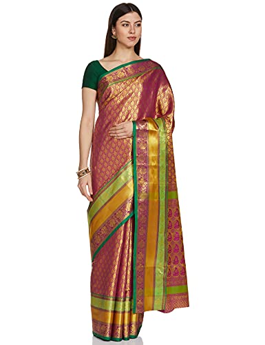 Pothys Women's Pink Mau Silk Saree With Blouse Piece (A0578_Pink)