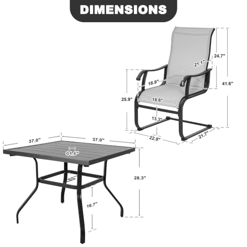 Image of NUU GARDEN 5 Piece Patio Dining Set for 4 with C-Spring Chairs