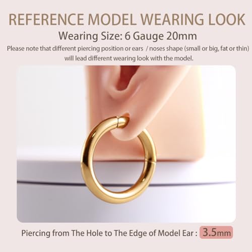 Image of FANSING Men Women 316L Surgical Steel Hinged Nose Rings Hoop for Nostril Septum Cartilage Helix Daith Tragus Rook Conch Lip Ear Lobe Piercings