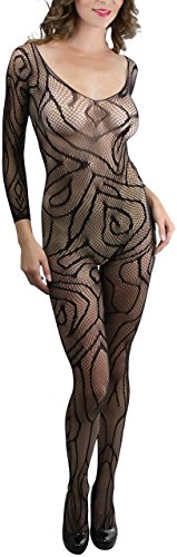 Image of ToBeInStyle Women's Long Sleeve Bodystocking Bodysuit Lingerie Regular & Plus Sizes