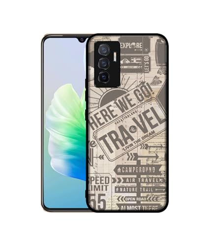 Image of Travel Design Premium 2D Printed Metal Back Case Cover for Vivo V23E 5G / Y75 4G, Multicolour