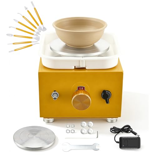 VeftBltrem Pottery Kit with Pottery Wheel & Mini Pottery Wheel Machine 2 Turntables 8Pcs Clay Tools Adjustable Speed Potters Wheel for Adults & Kids Beginners DIY Ceramic Art Home Studio