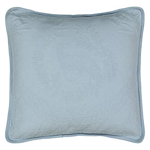 Image of King Charles Modern Farmhouse Floral Matelasse Decorative Pillowcase, 100% Cotton Breathable Bedding, Throw Pillow (20 inch x 20 inch), Blue