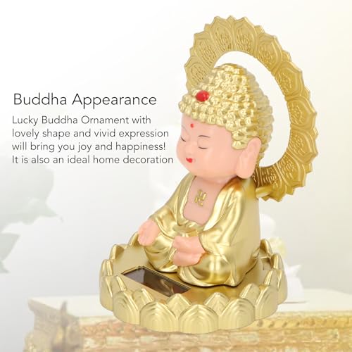 Estatua solar Buda muñeco cabeceante para decoración miniatura 3