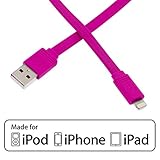 Aduro - Apple Certified / MFi - USB to Lightning Long FLAT Charge & Sync Cable fits all Apple Devices with Lightning Connector - iPhone 5 / 5S / 5C / 6 / 6 Plus, iPad 4, iPad Mini, iPad Air, New iPod Touch and Nano (6 Feet / 1.8 Meters) (Purple)