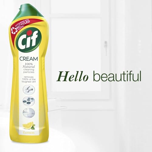 Image of Cif Lemon Abrasive Surface Cleaner Cream for Kitchen & Bathroom, Removes Grease, Dirt & Tough Stains with Natural Cleaning Particles, 2x500ml