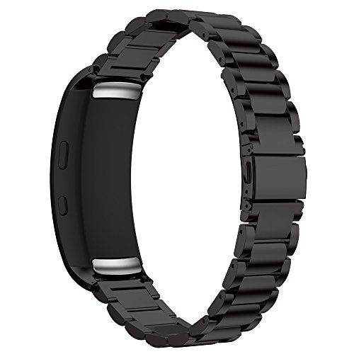 Maxjoy Compatible with Samsung Gear Fit 2 Band,Watch Bands Premium Stainless Steel Bracelet Metal Watch Strap with Magnet Clasp Replacement for Samsung Gear Fit2 SM-R360 Smart Watch,Black