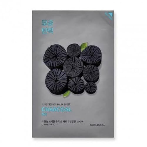 Holika Holika Pure Essence Mask Sheet Charcoal. 23 ml. Mascarilla de Celulosa y Carbón. Depurativa. Piel Hidratada y Radiante. Ingredientes Altamente Beneficiosos Cover