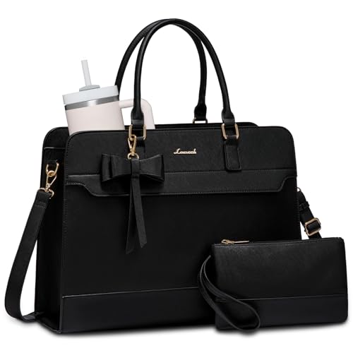 Image of LOVEVOOK Laptop Tote Bag for Women,Leather Work Bag, Waterproof Business Teacher Bag,Large Computer Handbag Purse Briefcase,Office Gifts for Women