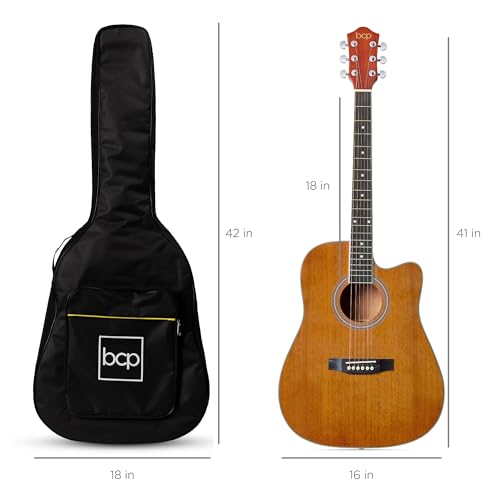 Best Choice Products SKY7258 41In Beginner Acoustic Guitar Full Size All Wood Cutaway Guitar Starter Set Bundle thumb #6