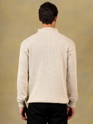 Image of Kvetoo Men High Neck Zipper Full Sleeve Woolen Winter Sweater