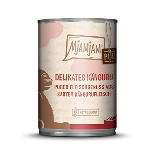 MjAMjAM Katzen Nassfutter: purer Fleischgenuss - zartes Känguru pur - 6er-Pack, hoher Fleischanteil
