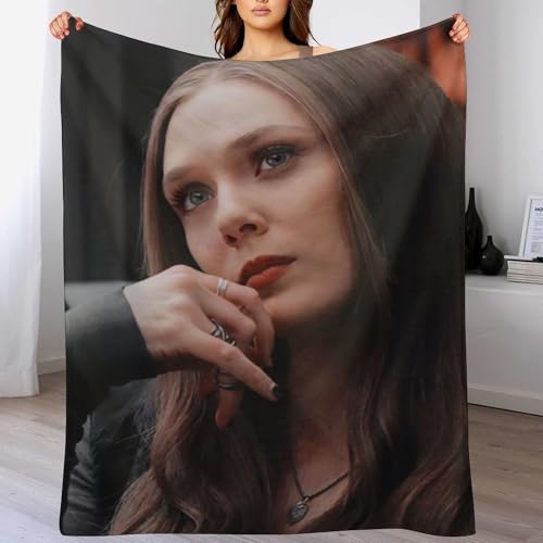 IZIWDORW Elizabeth olsen - Manta gruesa de terciopelo para niños, para descansar, acampar, agradable al tacto, lavable, fácil cuidado