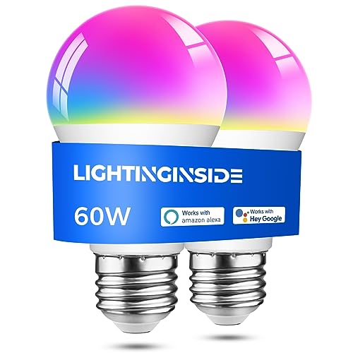 Smart Light Bulbs 60W Equivalent, 9W 800lm, A19 E26 WiFi Smart Bulb Works with Alexa and Google Assistant, 2500-6500K+RGB Color Changing Light Bulb, No Hub Required, 80+CRI, 2.4GHz WiFi Only, 2PCS Smart Light Bulbs 60W Equivalent, 9W 800lm, A19 E26 WiFi Smart Bulb Works with Alexa and Google Assistant, 2500-6500K+RGB Color Changing Light Bulb, No Hub Required, 80+CRI, 2.4GHz WiFi Only, 2PCS