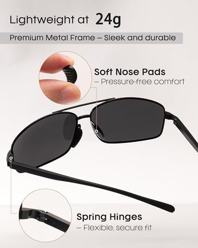 Camptrace 3 Pack Polarized Lightweight Mens Sunglasses for Driving with UV400 Protection Black+Blue+Orange3