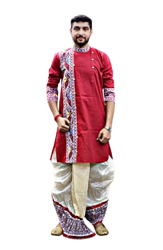 Image of Pure Cotton Full Sleeves Kurta with dupion silk Dhoti pant set (701)