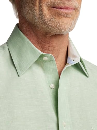 Paul Fredrick Men's Classic Fit Non-Iron Linen Solid Dress Shirt3