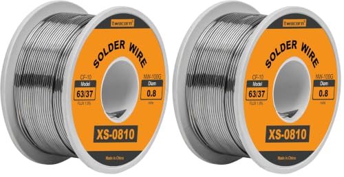 Image of 63 /37 Solder Wire, high Purity no-wash tin-Lead Rosin cored Wire with 1.8% Flux for Electric Soldering (0.8mm 100g) (Pack of 2)