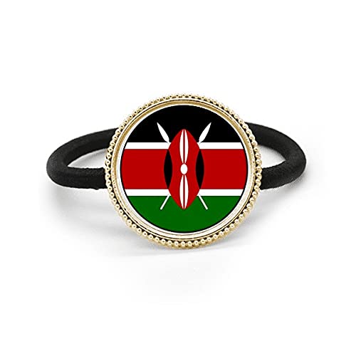Tocado de goma con emblema nacional de Kenia y coletero de metal plateado