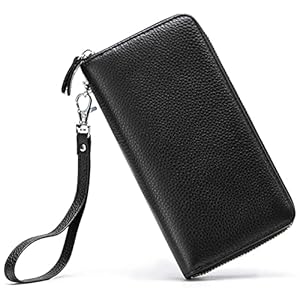 Womens Wallet RFID Blocking Genuine Leather Zip Around Wallet Clutch Wristlet Travel Long Purse for Women
