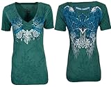 Rebel Saint by Affliction Women's T-Shirt Brooklyn L Green