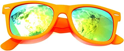 OWL Wholesale of 3 Pairs Mirrored Reflective Colored Lens Sunglasses Black Matte Frame Horn Rimmed Style3