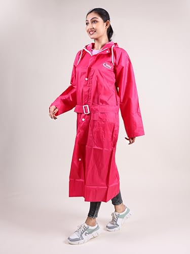 Image of Rupa Rainsuit Women Waterproof PVC Raincoat with Hood & Carry Bag | Lightweight Rainwear for Women with Front Zip | Solid Color | Standard Length | Pack of 1