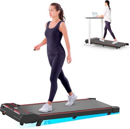 Tapis de Course Tapis de Marche Inclinable, Walking Pad avec Télécommande et LED, Vitesse...