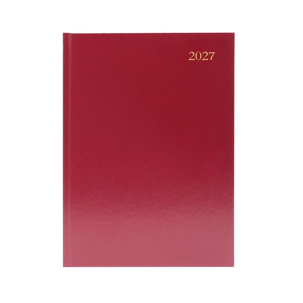 Janrax 2027 A5 2 Days Per Page Burgndy Desk Diary