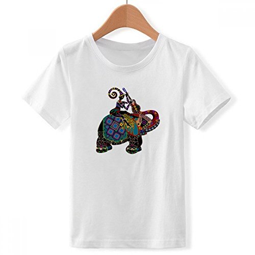 T-shirt blanc éléphant pour garçon en taille M avec motif totem minorité chinoise