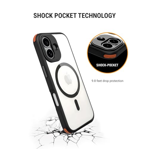 Image of DailyObjects Armour Magnetic Protective Case Cover Compatible with iPhone 16 Plus |Magsafe|Camera & Body Protection|Anti Shock,Scratch Resistant|Precise Cutouts Design|Wireless Charging-Orange