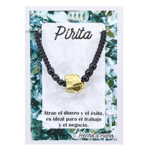 Pulsera de piedra Turmalina Negra en bruto Piedras 100% Natural Amuleto Suerte Protección (Negra Pirita)
