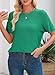 Dokotoo Womens Fashion Plus Size Spring Summer Short Sleeve Tunic Tops Blouses Solid Hollow Out Knit Pullover Sweaters for Women Casual Crewneck T-Shirts Work Business Loose Fit Tee Shirts Green Large