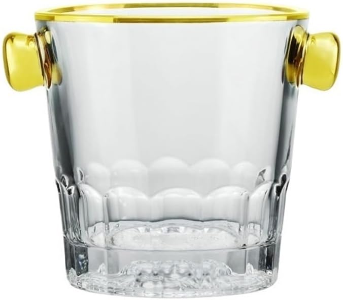 Wine Cooler Glass Ice Bucket Household Wine Champagne Living Room Decorative Ornaments Drinks Bucket(Gold)