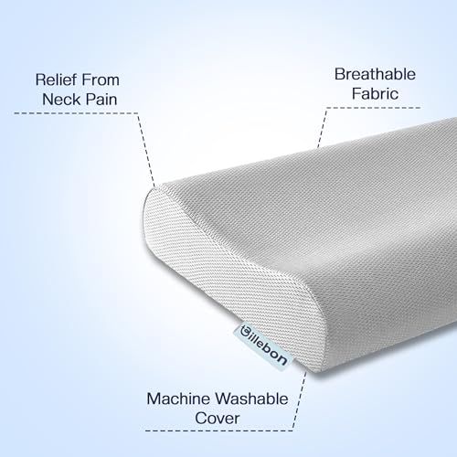 Image of Billebon Memory Foam Pillow, Contour Cervical Orthopedic Memory Foam Pillows Supports Neck Pain and Shoulder Pain for Sleeping, Ergonomic Cervical Pillow Neck Support Pillow for Side Back (Small)