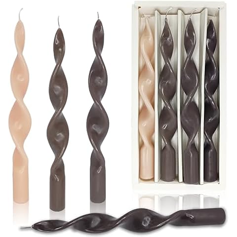 Gradient Coffee Colored Candles Unscented 4 PCS Twisted Taper Candlesticks - 10 inch Spiral Candles Long Burning Candles Dinner Candles for for Wedding Home Decorations Cover