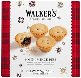 Walker’s Mini Mince Pies - 9 Count Box - Luxury Holiday Treats and Dessert from Scotland, Suitable for Vegetarians