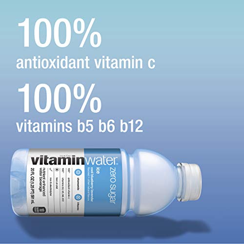 Vitaminwater Zero Sugar Ice, Ice Cool Blueberry-Lavender Flavored, Electrolyte Enhanced Bottled Water with Vitamin b5, b6, b12, 20 Fl Oz, 12 Pack - Thumbnail 2